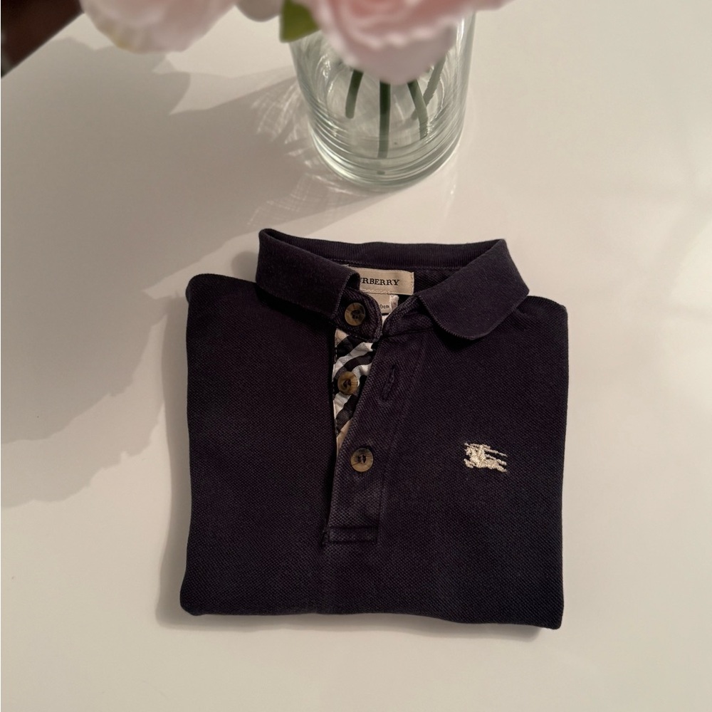 Authentic Burberry navy long sleeve polo shirt size 12months